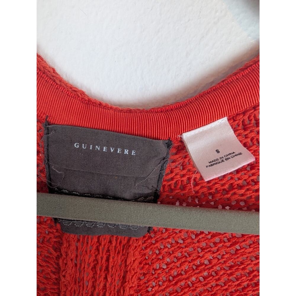 Anthro Guinevere In Summary Cardigan Sweater Crochet Boho Cottage Red Size S - Picture 9 of 11